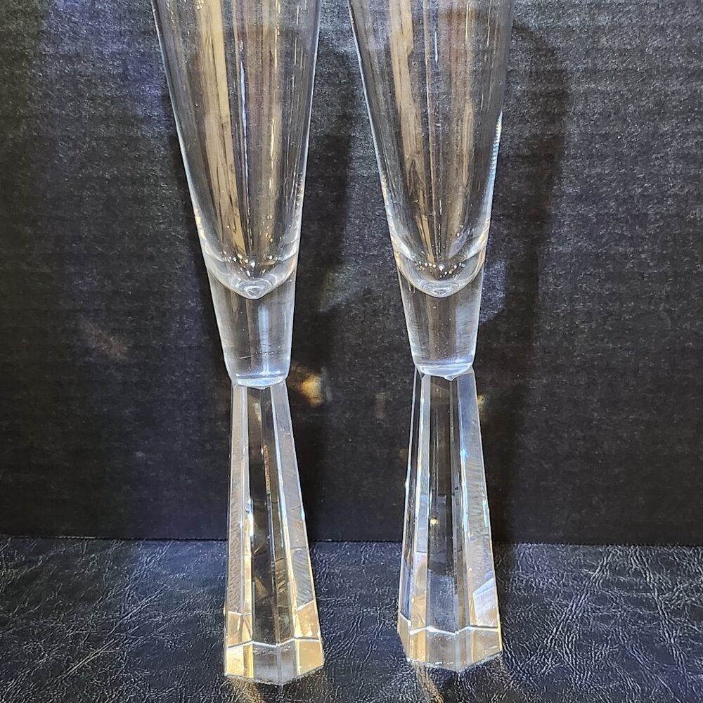 Pair of Prism Champagne Flutes Glasses Wedding MCM-Z Gallery